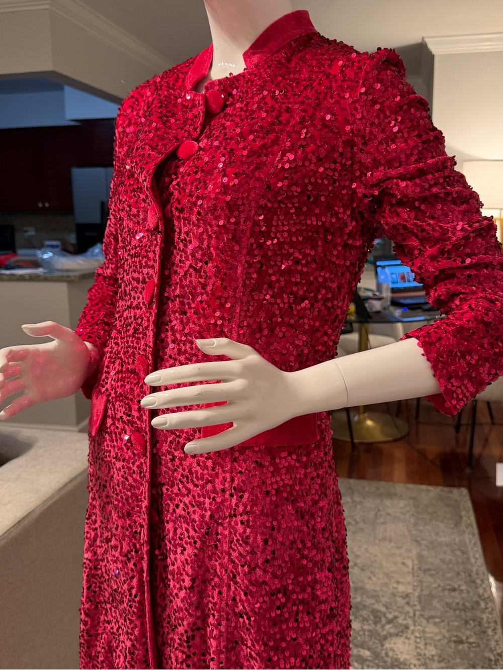 Jayley Pink Velvet Sequin Trench Coat